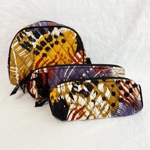 Set of 3 Vera Bradley Cosmetic Brush Pencil Bags in PAINTED FEATHERS